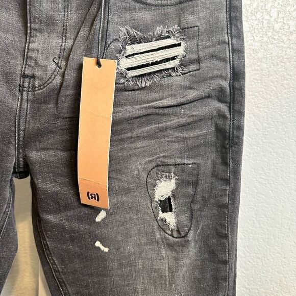 NWT Refuel Shabaz Bros Denim Men’s Black Distressed Washed Jeans - Size 32 - Picture 6 of 11